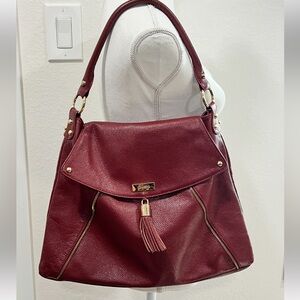 Onna Ehrlich Wine Pebbled Leather Shoulder Bag